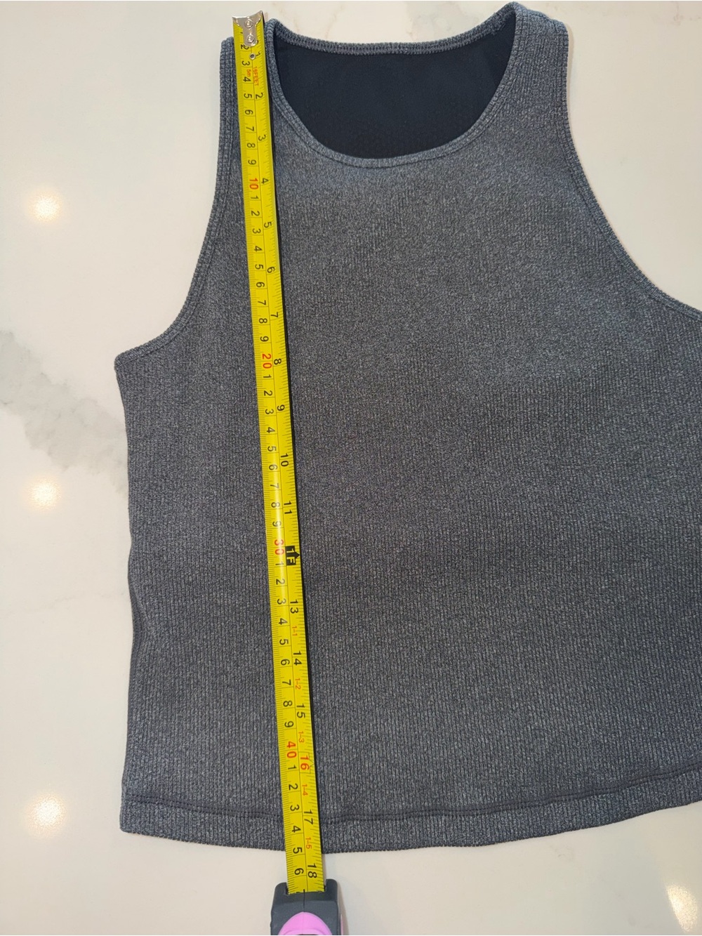 Vuori Gray Ribbed Cropped Performance Tank Top Athletic Lounge - Picture 5 of 5
